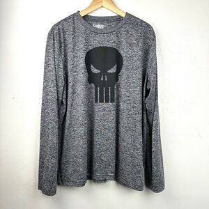 Marvel‎ Punisher Fitness Workout Long Sleeve Lightweight Shirt Size XL Gray